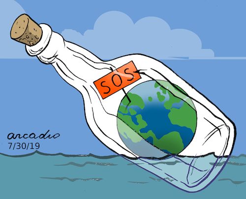 Cartoon: SOS Planet Earth (medium) by Cartoonarcadio tagged planet,earth,global,warming,climate,change