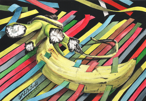 Cartoon: Surrealist Banana. (medium) by Cartoonarcadio tagged banana,surrealism,art,watercolor