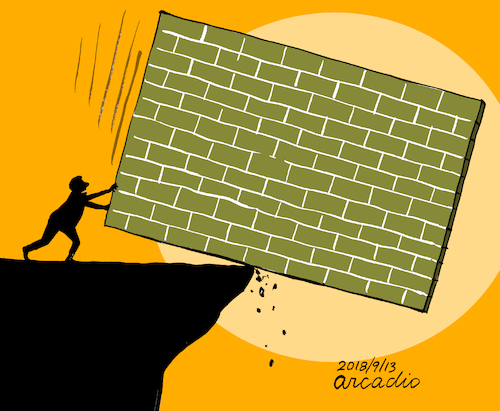 Cartoon: Tear down the walls. (medium) by Cartoonarcadio tagged trump,walls,borders,immigartion