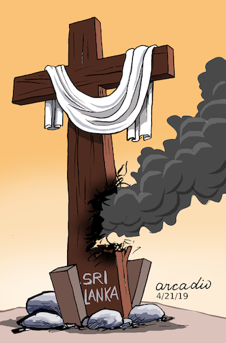 Cartoon: Terror in Sri Lanka. (medium) by Cartoonarcadio tagged terror,violence,sri,lanka,asia
