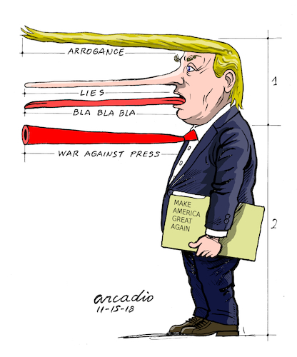 Cartoon: The defects of Trump (medium) by Cartoonarcadio tagged trump,wadhington,white,house,personality