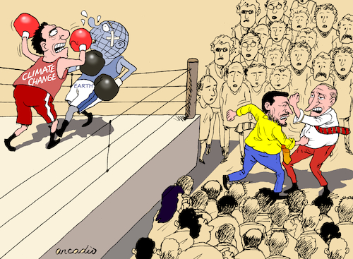 Cartoon: The forgotten war. (medium) by Cartoonarcadio tagged earth,ukraine,climate,change,war,europe