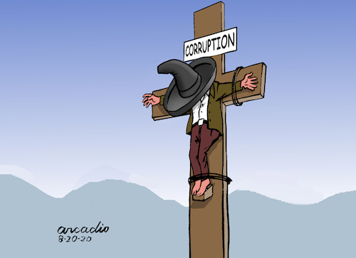 Cartoon: The mexican martydorn. (medium) by Cartoonarcadio tagged mexico,corruption,politicians,noth,america