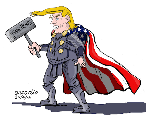 Cartoon: Thormp. (medium) by Cartoonarcadio tagged trump,trade,war,washington,white,house,economy,money