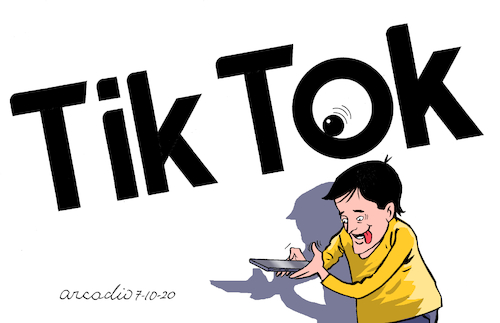 Cartoon: Tik Tok looking at you. (medium) by Cartoonarcadio tagged social,net,china,internet