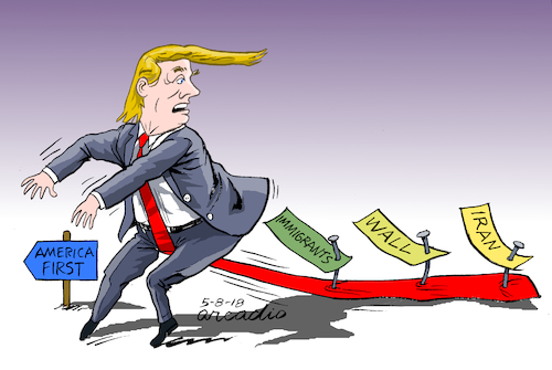 Cartoon: Trump- Problems with himself. (medium) by Cartoonarcadio tagged trump,white,house,us,president