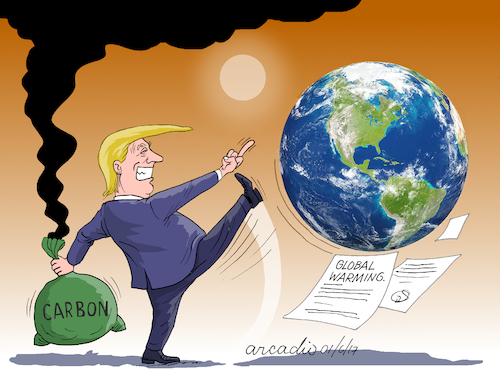 Cartoon: Trump and de Global Warming. (medium) by Cartoonarcadio tagged trump,global,warming,planet,earth,environment