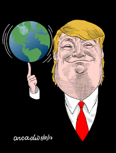 Cartoon: Trump and his world. (medium) by Cartoonarcadio tagged trump,world,president,usa,government,populism