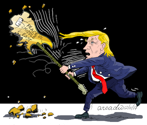 Cartoon: Trump and The peace rock. (medium) by Cartoonarcadio tagged peace,middle,east,asia,trump,israel,palestine