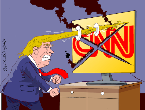 Cartoon: Trump hates CNN (medium) by Cartoonarcadio tagged trump,usa,us,president,government,press,freedom