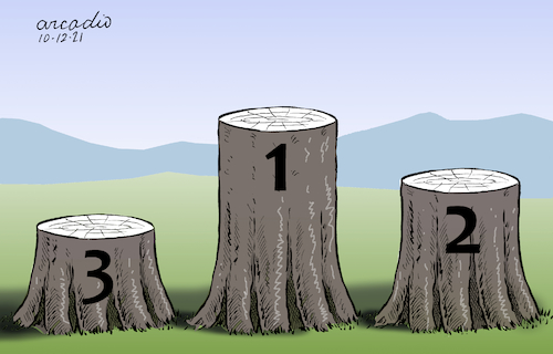 Cartoon: Who deforest more... (medium) by Cartoonarcadio tagged forests,trees,world,climate,change,planet,earth