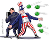 Cartoon: Uncle Sam and coronavirus. (small) by Cartoonarcadio tagged coronavirus,usa,economy,health,america