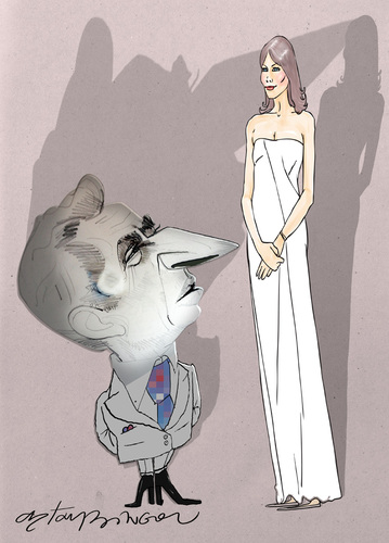Cartoon: Nicolas Sarkozy-Carla Bruni (medium) by oktaybingöl tagged oktay,bingol
