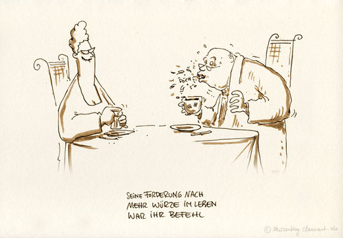 Cartoon: Würzischkeit kennt keine Grenze (medium) by skizzenblog tagged kaffee,salz,würze,lebem