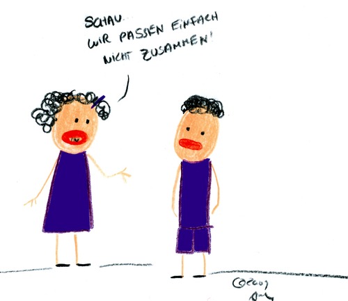 Cartoon: Schau..wir passen nicht zusammen (medium) by Any tagged beziehung,liebe,partnerschaft,trennung