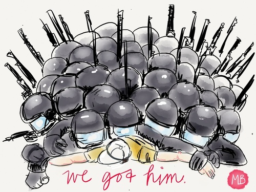 Cartoon: Boston terrorist (medium) by Roodkapje tagged terrorist,boston,army,police