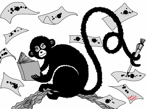 Cartoon: Monkeywriter (medium) by Roodkapje tagged monkey,writer