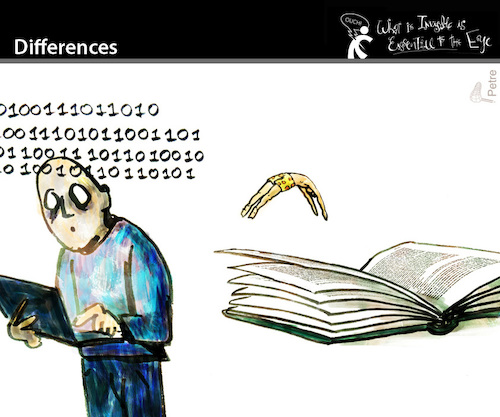 Cartoon: Differences (medium) by PETRE tagged books,pdf,readers,reading,sensation