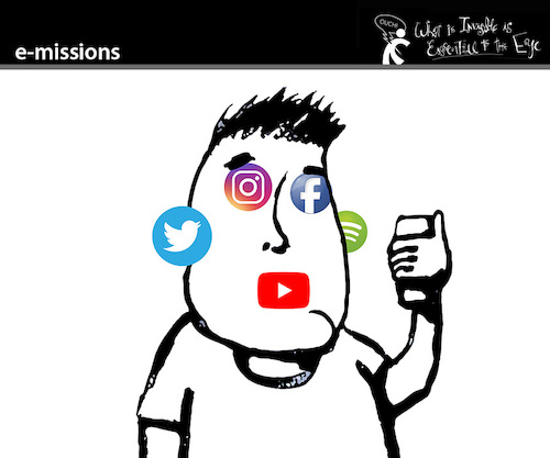Cartoon: e-MISSIONS (medium) by PETRE tagged socialnets,facebook,youtube,tweeter,web,instagram