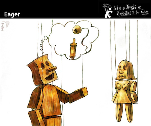 Cartoon: Eager (medium) by PETRE tagged wish,desire,puppets