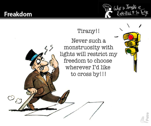 Cartoon: Freakdom (medium) by PETRE tagged quarantine,pandemic,covid19,freedom