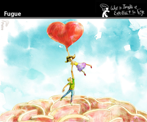 Cartoon: Fugue (medium) by PETRE tagged love,toughts,exit
