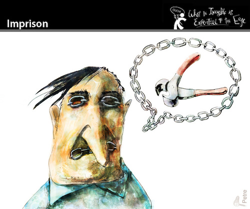 Cartoon: Imprison (medium) by PETRE tagged language,speech,chain,prison