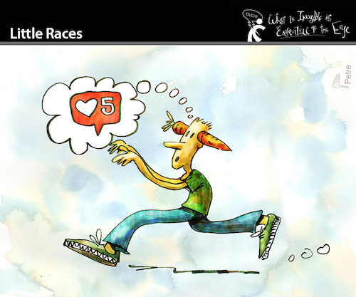 Cartoon: Little Races (medium) by PETRE tagged internet,socialnetwork,likes,hearts,race