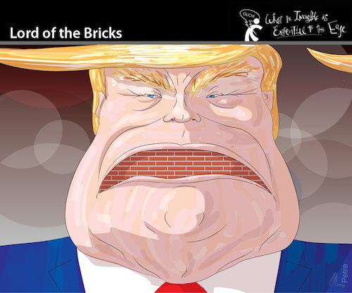 Cartoon: Lord of the Bricks (medium) by PETRE tagged usa,trump,wall,border