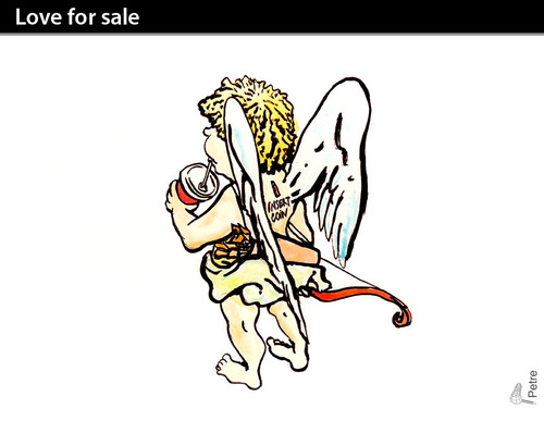 Cartoon: Love for Sale (medium) by PETRE tagged money,cupid,love
