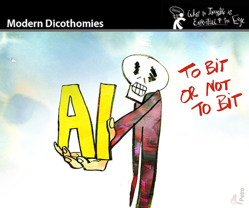 Cartoon: Modern Dicothomies (medium) by PETRE tagged artificialintelligence,künstlicheintelligenz,ai