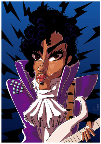 Cartoon: Prince (medium) by PETRE tagged prince,rock,star,eighties,guitarist,caricature