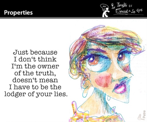 Cartoon: PROPERTIES (medium) by PETRE tagged properties,owner,lodger,truth,lies