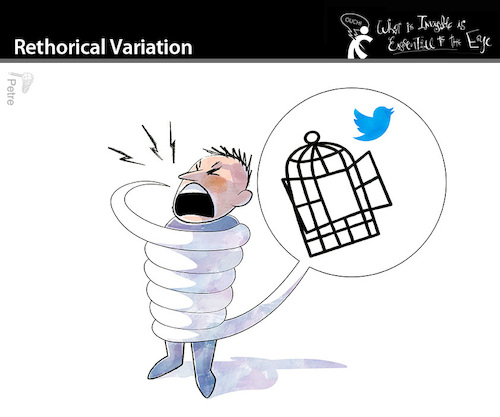 Cartoon: Rethorical Variation (medium) by PETRE tagged tweeter,tweets,rethoric,socialnet