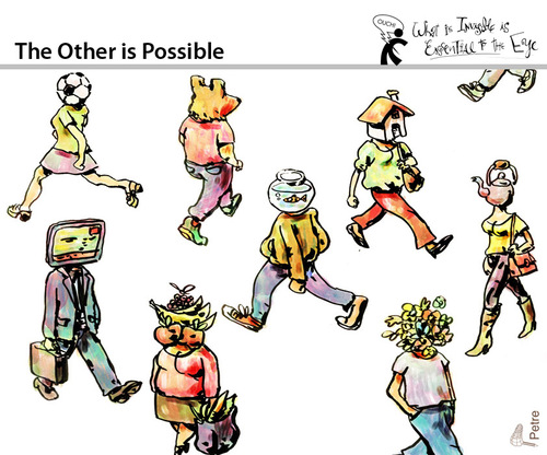 Cartoon: The Other is Possible (medium) by PETRE tagged people,toughts,ideologies,society