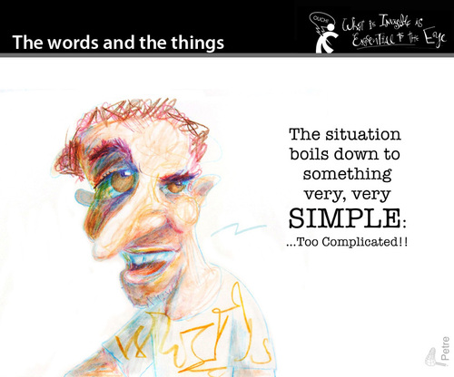 Cartoon: The Words and the Things (medium) by PETRE tagged people,toughts,ideologies,society,the