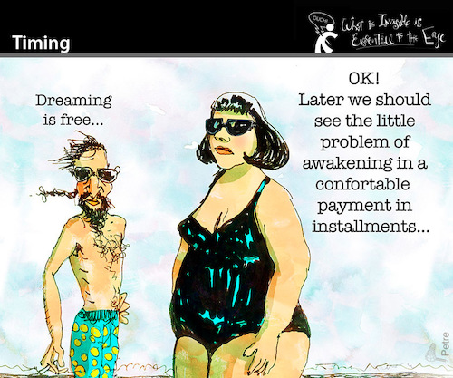 Cartoon: Timing (medium) by PETRE tagged timing,awakening,free,dreaming