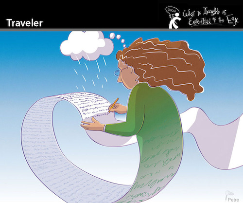 Cartoon: Traveler (medium) by PETRE tagged writer,novelist,traveler