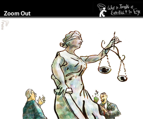 Cartoon: Zoom Out (medium) by PETRE tagged justice,corruption,blindness,political
