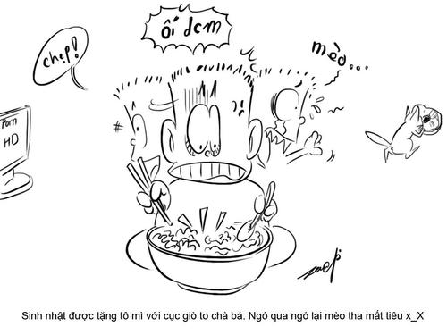 Cartoon: My birthday with a thief (medium) by thinhpham tagged birhtday,thief,kitty,zenchip