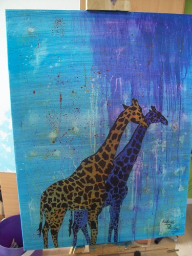 Cartoon: Color giraffes (medium) by andriesdevries tagged giraffe,giraffes,painting