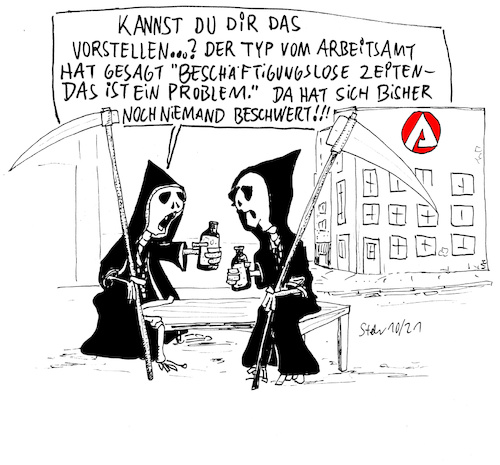 Cartoon: Beschäftigungslose Zeiten (medium) by Matthias Stehr tagged death,arbeitsamt