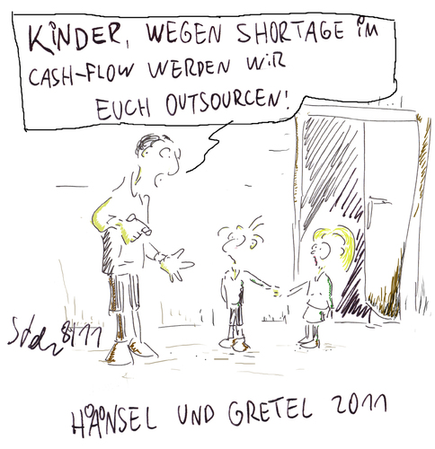 Cartoon: Hänsel und Gretel 2011 (medium) by Matthias Stehr tagged kinderarmut,politik,children,poverty,europe
