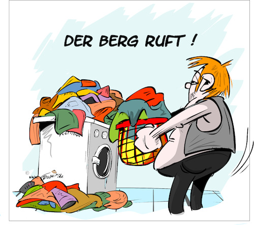 Cartoon: Der Berg ruft (medium) by Trumix tagged waesche,waeschwaschen,maenner,mann,arbeit,waesche,waeschwaschen,maenner,mann,arbeit