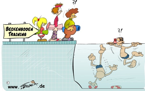Cartoon: Deutsche Sprack - schwere Sprack (medium) by Trumix tagged beckentraining,wellnes,frauen,schwimmbad,taucher,abtauchen,verständigung,männer,verstehen,wortspiel,sprack