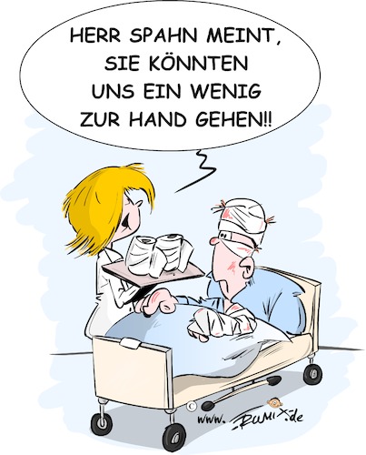 Cartoon: Entlastung der Pflegekräfte (medium) by Trumix tagged gesundheitsministers,jens,spahn,entlastung,pflegekräfte,gesundheitssystem,gesundheitsministers,jens,spahn,entlastung,pflegekräfte,gesundheitssystem