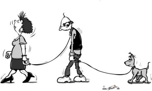 Cartoon: Lange Leine (medium) by Trumix tagged hierachie,ehepaar,verheiratet,führungspostition,führung
