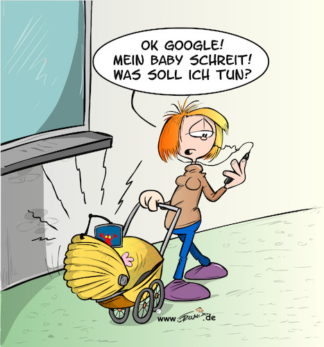 Cartoon: OkGoogle was soll ich tun (medium) by Trumix tagged ki,jesuismaxmustermann,ai,kuenstliche,intelligenz,okgoogle,alexa,siri,trumix,cartoons,app,smartphone,smarthome,baby,mama,google,ki,jesuismaxmustermann,ai,kuenstliche,intelligenz,okgoogle,alexa,siri,trumix,cartoons,app,smartphone,smarthome,baby,mama,google