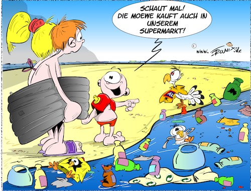 Cartoon: Plastikmuell Neulich am Strand (medium) by Trumix tagged plastikmüll,ozeanen,kunststoff,produkten,meeren,akkumulier,plastikmüll,ozeanen,kunststoff,produkten,meeren,akkumulier
