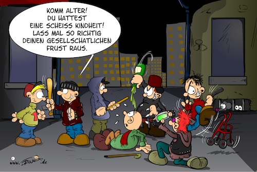 Cartoon: Schlimme Kindheit (medium) by Trumix tagged drogen,drogenkonsum,gewalt,vandalismus,ubahnschläger,schlägereien,respekt,kriminalität,alkoholismuss,eigentum,erziehung,drogen,drogenkonsum,gewalt,vandalismus,ubahnschläger,schlägereien,respekt,kriminalität,alkoholismuss,eigentum,erziehung